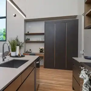 modern kitchen showcasing the work space and storage