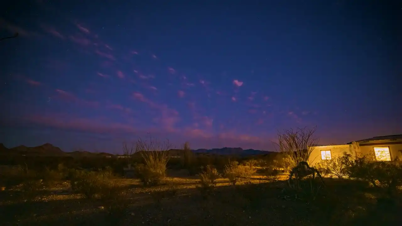 dramatic timelaspe of an isolated Air B&B in Big Bend