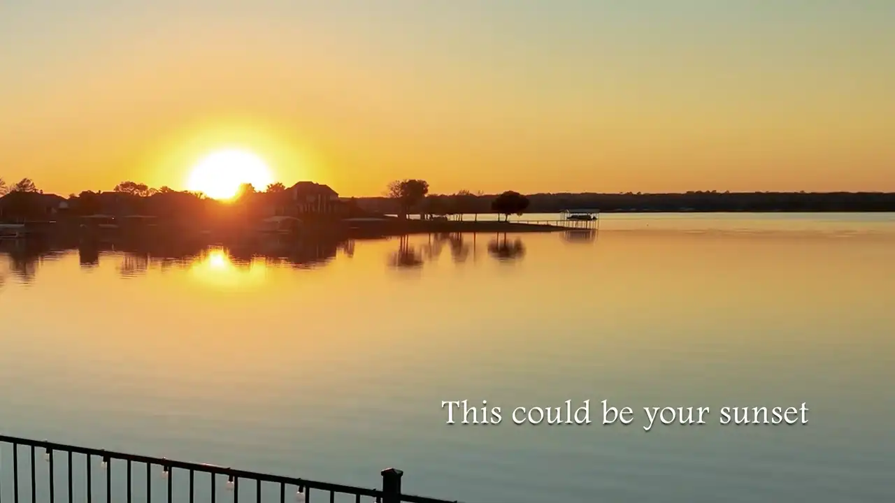 Short video featuring the sunset from a grand lakehouse